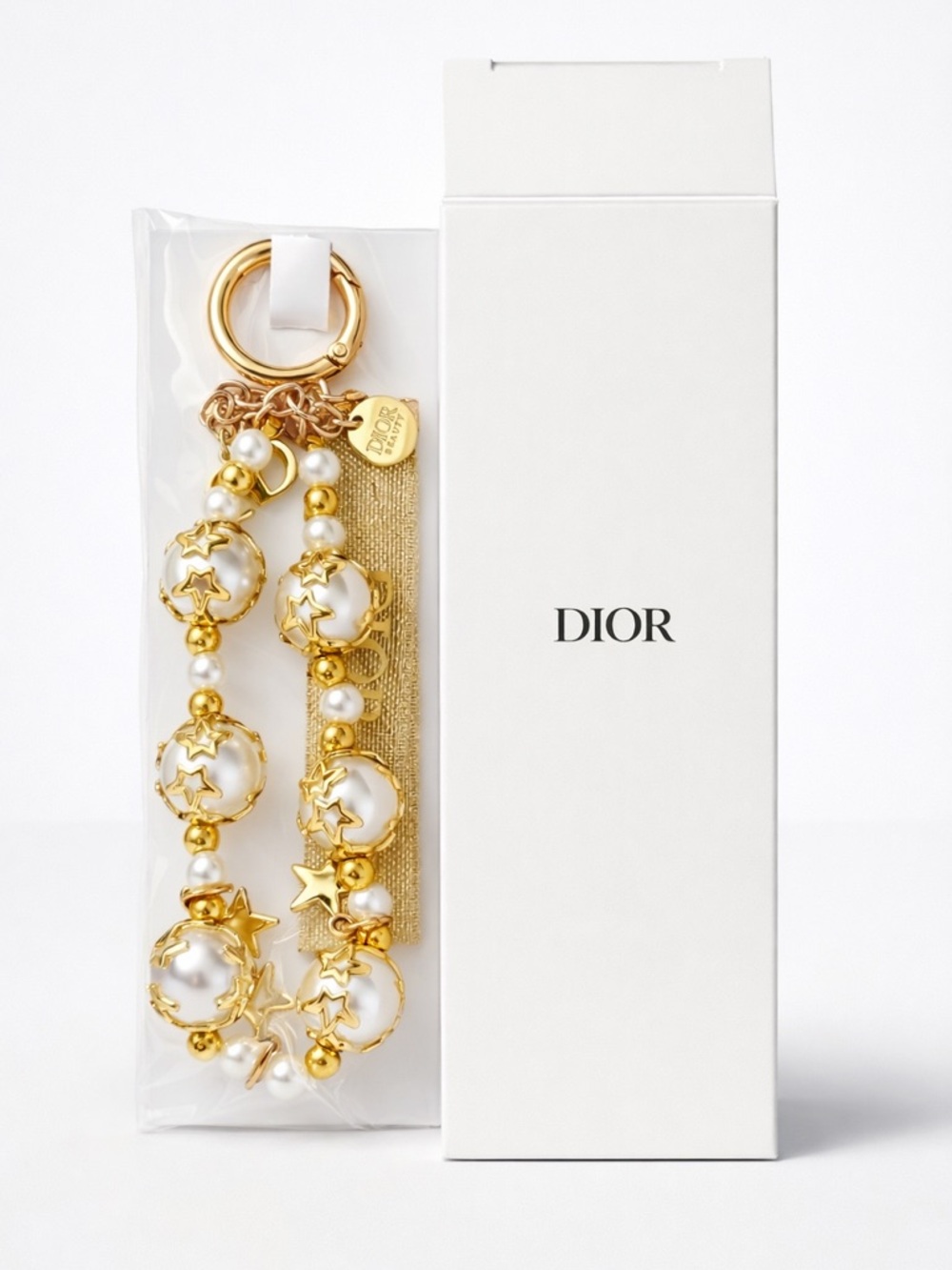 Christian Dior Pearl & Gold Charm Keychain / Bag Charm – With Box GWP